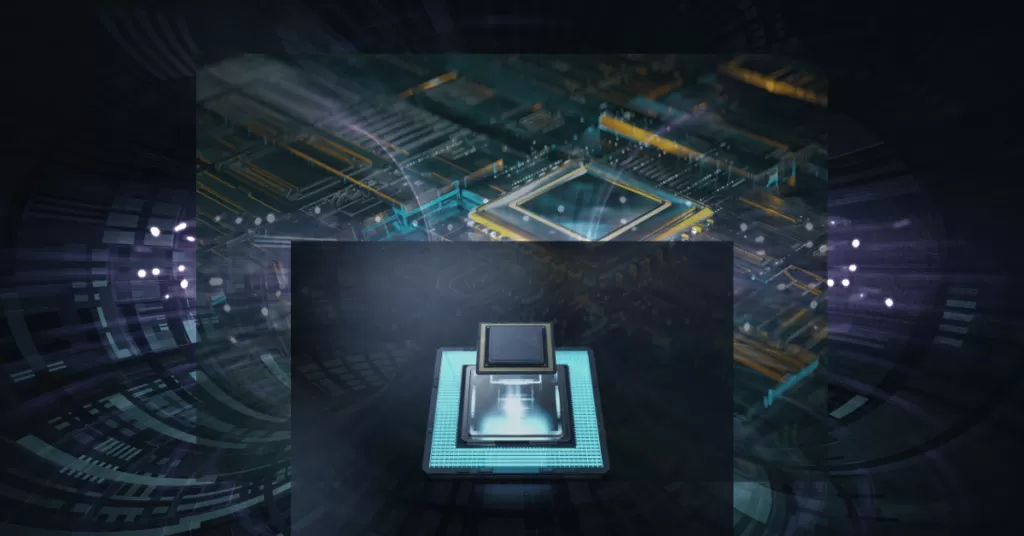 Computación cuántica: Imagen de un procesador cuántico en un laboratorio.